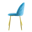 Set 4 Sedie 50x45x80 cm in Tessuto Vellutato Piedi Oro Blu