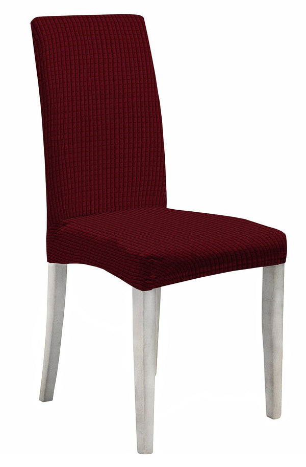 Set mit 2 Stuhlhussen mit elastischer Rückenlehne aus Leslie Burgund Polyester sconto