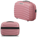 Set 4 Valigie Trolley da Viaggio con Beauty Rigide in Polipropilene Rosa      
