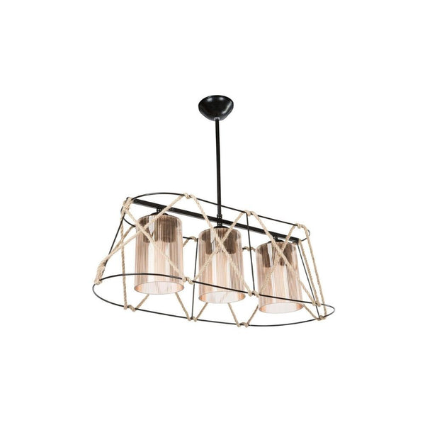 sconto Lampada a sospensione Gezegen  3 luci metallo nero e corda