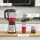 Frullatore Elettrico 1000W Bicchiere 1,5 Litri in Vetro Nero e Argento