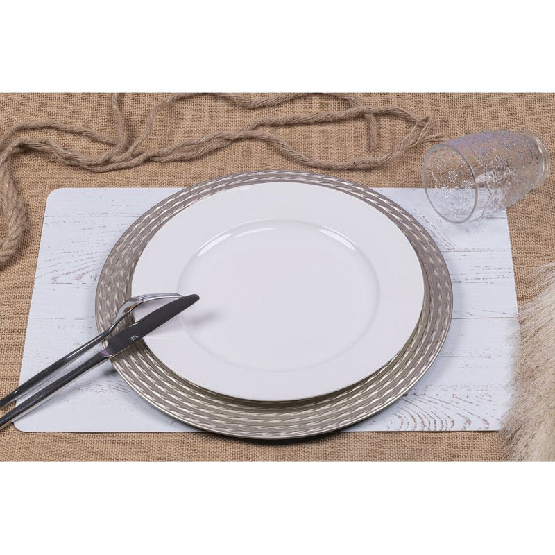 Set 6 Tovagliette Double Face 45x30x0,5 cm  in Plastica VdE Tivoli 1996 Wood Bianco