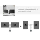 Doppio Supporto Monitor 13"-32" per Scrivania in Acciaio Nero