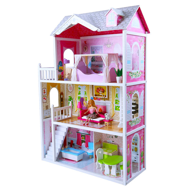 prezzo Villino Puppenhaus aus Holz 3 Etagen mit Einrichtung