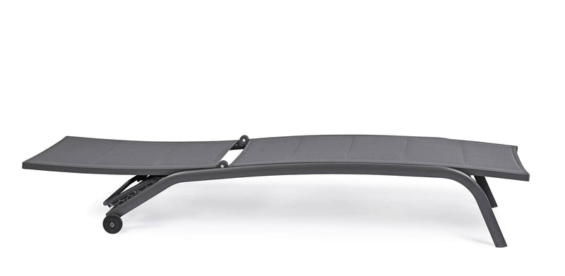 Lettino Prendisole da Giardino 61x192x96 cm con Ruote in Alluminio Antracite