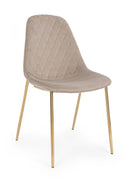 Set 4 Sedie 48x55x85 cm in Poliestere Effetto Velluto Tortora