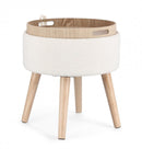Sgabello Contenitore Ø 39x42,5 cm Zoya in Bouclè Bianco