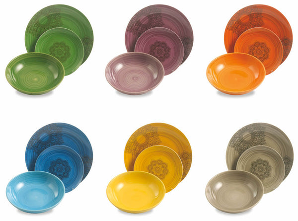 acquista 18-teiliges Tafelservice aus Porzellan und Steingut Villa d'Este Home Tivoli Multicolor Batik