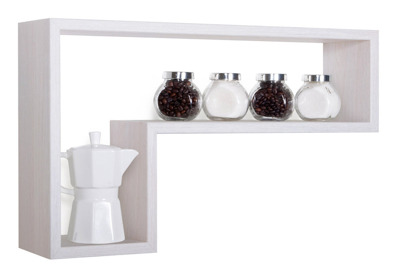 Mensola da Parete a Forma di L 61x37x15,5 cm in Fibra di Legno Lettera Rovere Imperiale