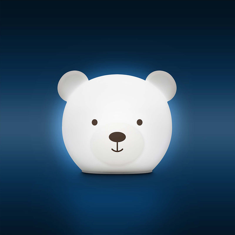 Luce Notturna per Bambini Bor L'Orso Luce Multicolore e Timer con USB Bianco      