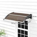 Pensilina da Esterni Impermeabile e Anti-UV 75x120x23 cm in PC PP e Alluminio Marrone e Nero      