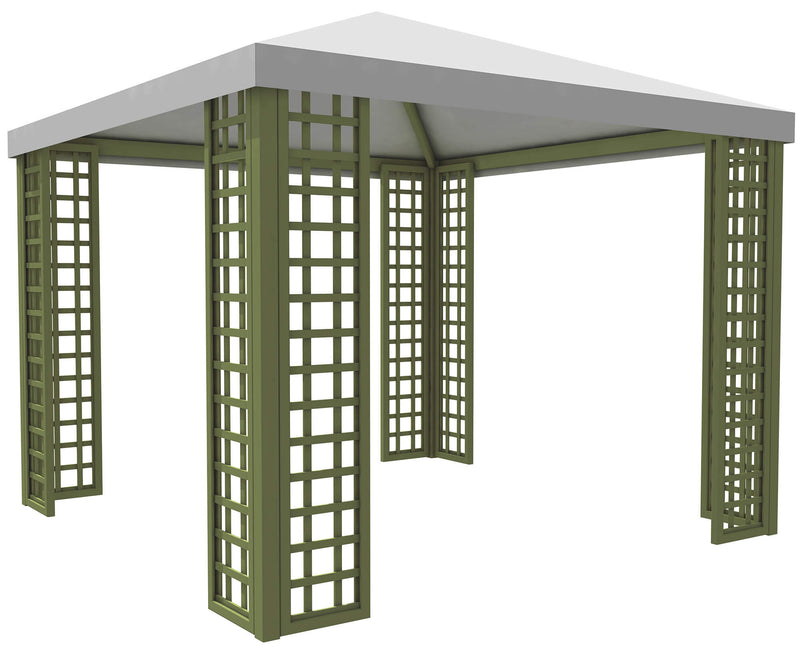 Gazebo da Giardino in Legno 3x3m con Copertura in PVC Taini Leon Pocket