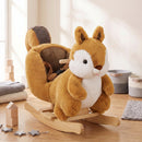 Dondolo per Bambini 1-3 Anni 60x37x58 cm a Scoiattolo con Suoni e Cintura di Sicurezza in Peluche Marrone      