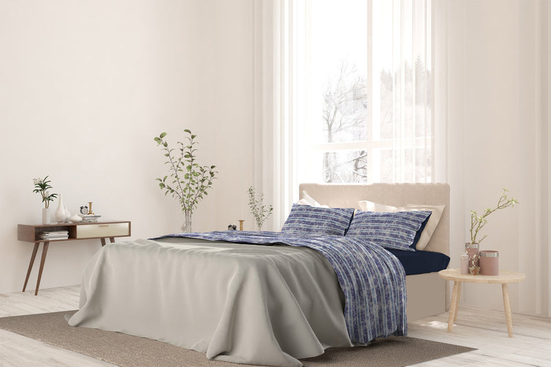 Set Lenzuola con Stampa Sopra Sotto e Federe Jeans Stripes