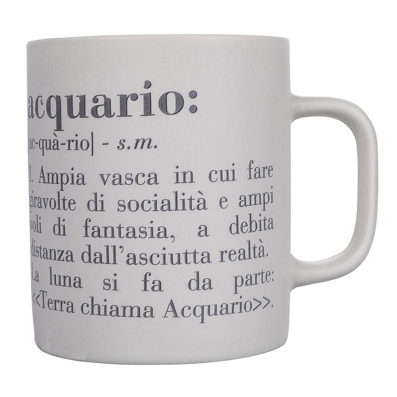 Tazza Zodiaco "acquario" Ø8x10 cm in Bone China VdE Tivoli 1996 Bianco