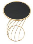 Porta Telefono Flush Ø43x73 cm in Ferro MDF e Specchio Nero e Oro