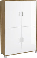 Mobile Multiuso 4 Ante 107x162x41 cm Olmo Chiaro/Bianco Lucido