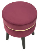 Sgabello Paris Bordeaux Ø35x40,5 cm Legno Spugna e Velluto Sintetico Bordeaux e Oro e Nero