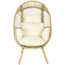 Sedia da Giardino a Uovo con Seduta Imbottita e Poggiatesta 88x85x143 cm in Rattan PE e Acciaio 