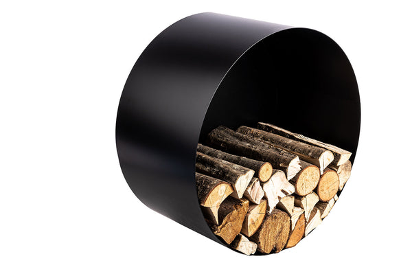 acquista Porta Legna a Muro Ø55x30 cm in Ferro Verniciato Grigio Martellato