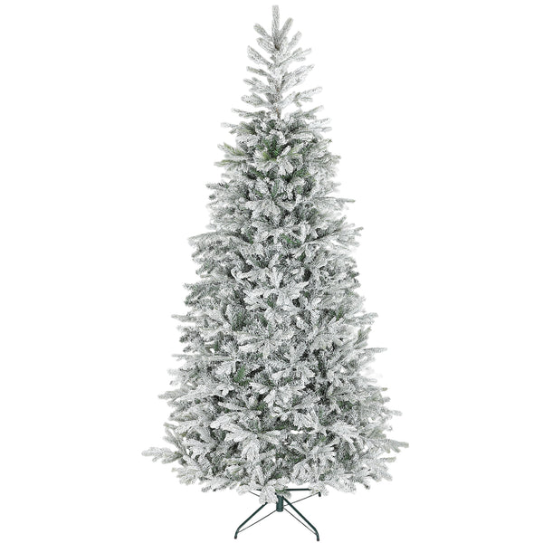 online Albero di Natale Innevato Alto 210 cm con 1154 Rami Realistici e Base in Metallo Pieghevole Bianco