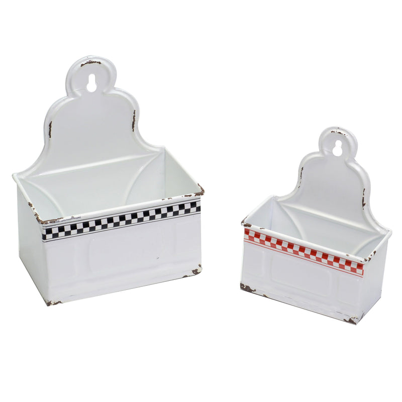 Set 2 Portatutto in metallo bianco rosso nero 