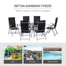Set Tavolo e 6 Sedie Pieghevoli da Giardino in Ferro e Tessuto di Texilene 
