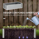 Letto per Orto Rialzato 120x60x30,5 cm a Fondo Aperto con Rivestimento in Acciaio Zincato Argento      