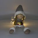 Pupazzo in Tessuto angelo crema con Led e cuore seduto cm 11x18xh56