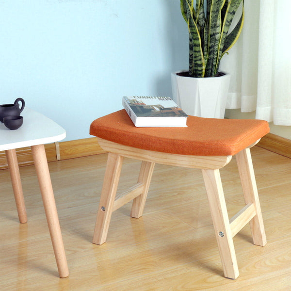 sconto Hocker aus Stoff und Kiefernholz 48x33x42 cm Fumer James Orange