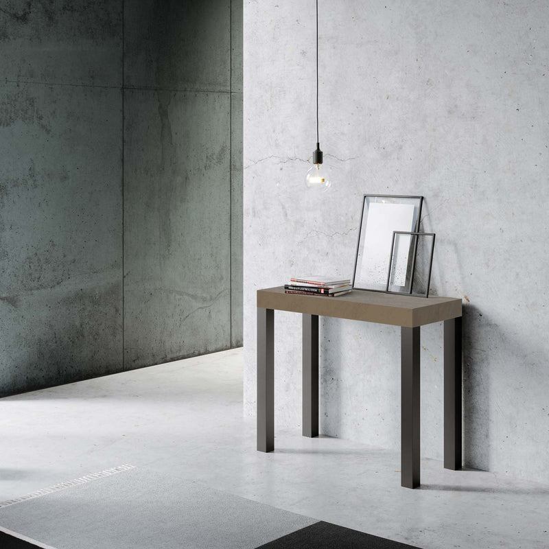 Consolle Allungabile 90-300x40x77 cm Everyday Tortora Telaio Antracite 