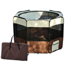 Box Recinto per Cani Pieghevole in Oxford Marrone-crema Ø116x71 cm 
