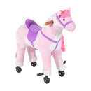 Cavallo a Dondolo per Bambini 65x28x75 cm con Rotelle Suoni e Poggiapiedi Rosa