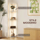 Lampada da Terra 41x29,5x163,5 cm con 4 Ripiani Luce LED Regolabile su 3 Livelli 4 Ripiani Rovere      