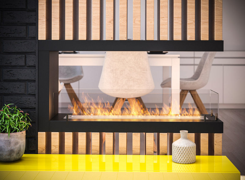 Camino a Bioetanolo Trifacciale da Incasso 100x50 cm Inside U 1000 V2 Nero con Vetro