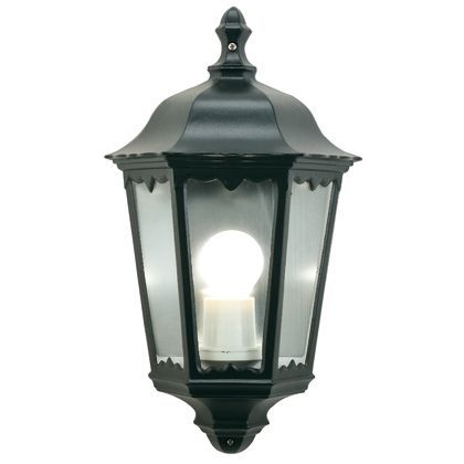 Lampada Applique Mezza Lanterna Esagonale Grande Colore Nero per Esterno Linea Wall Sovil