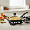 Padella Fornetto con Coperchio in Vetro Antiaderente 1 Manico Ø30 cm Olympia Hard Cook
