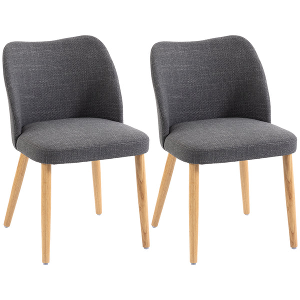 sconto Set 2 Sedie Pranzo Imbottite 46x52x76 cm con Gambe Legno Hevea Tessuto Grigio Chiaro