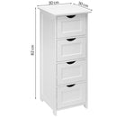 Mobile Bagno Cassettiera 4 Cassetti con Ripiano Legno MDF Bianco 30x30x82cm