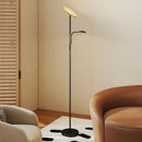Lampada da Terra con 2 Punti Luce LED Regolabile Temperatura 2700K-6500K con Telecomando in Metallo e PC Nero   
