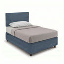 Letto 1 Piazza e Mezza Contenitore Imbottito Microfibra Blu Boxmax Testata Flat Varie Misure