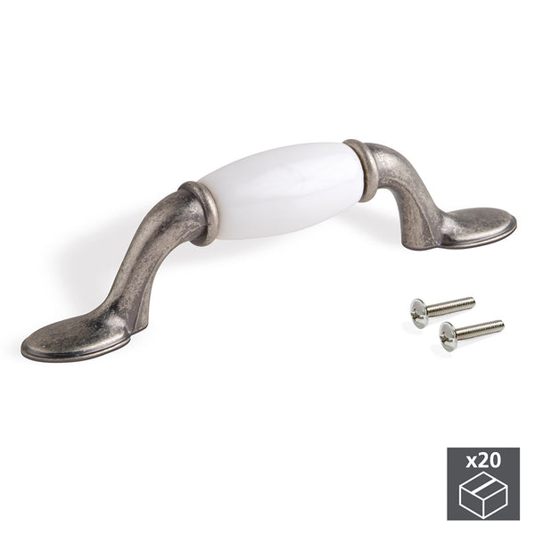 Emuca Möbelgriffe Interaxis 76 mm Zamak und gealterte silberne Keramik 20 Stück online
