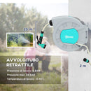 Avvolgitubo Automatico a Parete e Portatile Lunghezza 25+2 m con Sistema di Blocco e 7 Getti Grigio    