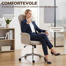 Sedia da Ufficio Girevole 64,5x68,5x110-120 cm con Schienale Alto e Altezza Regolabile in Ciniglia Beige      