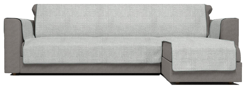 Copridivano in Poliestere con Penisola Destra Grigio Varie Misure