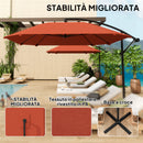Ombrellone a Sbalzo 260x304x245 cm Base a Croce in Metallo e Poliestere Rosso Ruggine  
