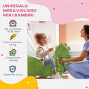 Cavallo a Dondolo per Bambini 32 Melodie in Legno e Peluche Dinosauro Verde 