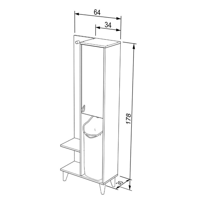 Mobile bagno Kuban bianco rovere 64x30x178 cm
