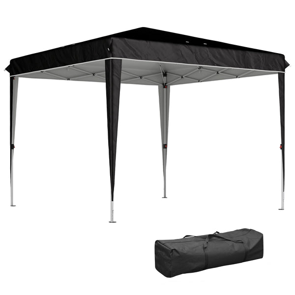 sconto Gazebo da Giardino 300x300x273 cm per 6-9 Persone ad Altezza Regolabile in Metallo e Tessuto Oxford Nero