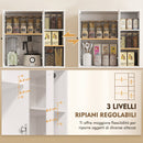 Credenza da Cucina 90x35x172 cm Mobile Dispensa con 4 Ante in Vetro Soft-Close 6 Ripiani Aperti in MDF Bianco      